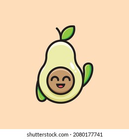 vector illustration from cute avocado face with greeting.
