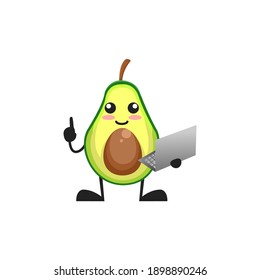 vector illustration of cute avocado fruit business or character holding laptop. cute avocado fruit Concept White Isolated. Flat Cartoon Style Suitable for Landing Page, Banner, Flyer, Sticker.