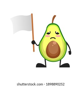 vector illustration of cute avocado fruit with blank flag. cute avocado fruit Concept White Isolated. Flat Cartoon Style Suitable for Landing Page, Banner, Flyer, Sticker.