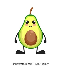 vector illustration of cute avocado fruit expression or character smile. cute avocado fruit Concept White Isolated. Flat Cartoon Style Suitable for Landing Page, Banner, Flyer, Sticker.