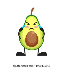 ilustración vectorial de la expresión de la fruta aguacate o del llanto del personaje. linda fruta aguacate Concepto blanco aislado. Estilo de caricatura plana Adecuado para Aterrizar Página, Cartel, Volante, Pegatina.