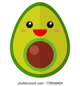 Vector illustration of cute avocado fruit character.