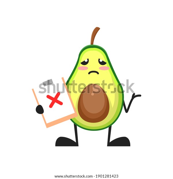 vector\
illustration of cute avocado fruit medical or character wrong sign.\
cute avocado fruit Concept White Isolated. Flat Cartoon Style\
Suitable for Landing Page, Banner, Flyer,\
Sticker.