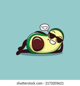 ilustración vectorial del aguacate lindo tumbado