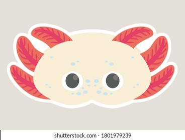 Vector illustration of cute axolotl face icon.