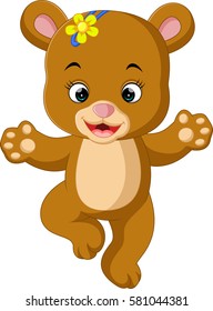 vector illustration of cute baby bear dancing cartoon