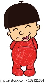 Vector illustration of cute baby boy in pajamas