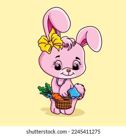 Vector illustration of a cute baby bunny. Hand drawn vector illustration. Can be used for baby t-shirt print, fashion print design, kids wear, baby shower ect.