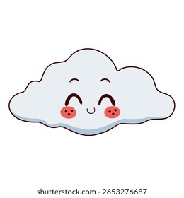 Vector illustration of an cute baby cloud character. Weather mood and emotional metaphors with cartoon style
