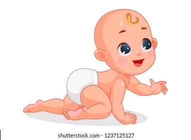 Vector illustration of cute baby crawling