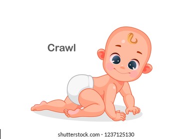 Vector illustration of cute baby crawling