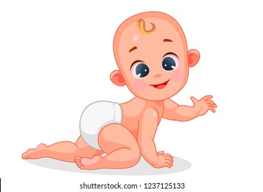 Vector illustration of cute baby crawling