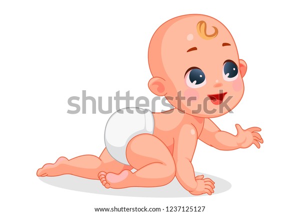 Vector Illustration Cute Baby Crawling Stock Vector (Royalty Free ...