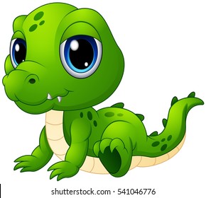 Vector illustration of Cute baby crocodile cartoon
