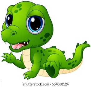 Vector illustration of Cute baby crocodile cartoon