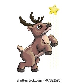 Vector Illustration of Cute Baby Deer Cartoon. Funny Exotic Animal.