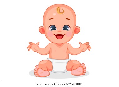 Vector illustration of cute baby with different expressions 4