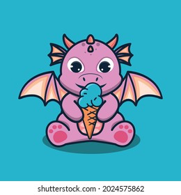vector illustration cute baby dragon 

eat ice cream  good for t  shirt  greeting card  invitation card mascot