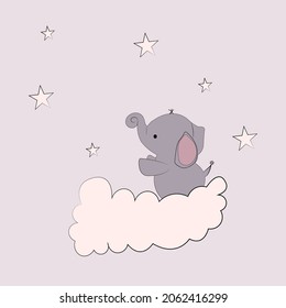 Vector illustration of a cute baby elephant