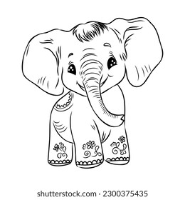 Vector illustration of a cute baby elephant