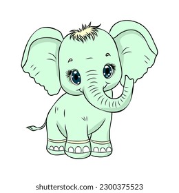 Vector illustration of a cute baby elephant