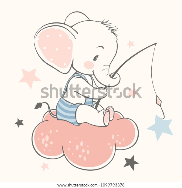 Download Vector Illustration Cute Baby Elephant Sitting Stock ...