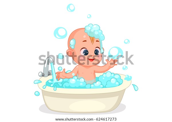 Illustration Vectorielle Bain Joli Bebe Heureux Image Vectorielle De Stock Libre De Droits