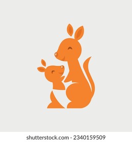 Vector illustration of cute baby kangaroo cartoon