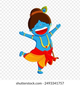 Vector illustration of cute baby krishna transparent background