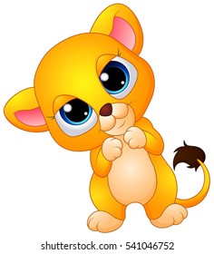 Vector illustration of Cute baby lion cartoon