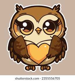 Vector Illustration of Cute Baby Owl