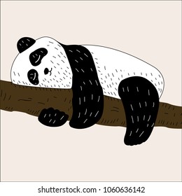 Vector illustration of Cute baby panda tree c