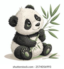 vector illustration of cute baby panda bear sitting