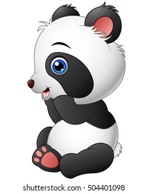 Vector illustration of Cute baby panda sitting