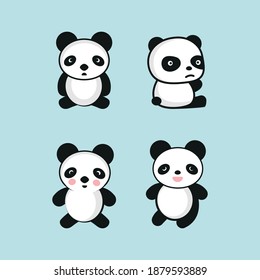 Vector illustration of Cute baby pandas collectio