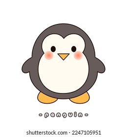 Vector illustration of cute baby penguin cartoon waving isolated on white background
