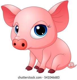 Vector illustration of Cute baby pig cartoon