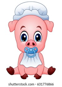 Vector illustration of Cute baby pig cartoon