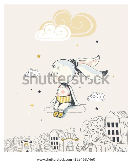 Illustration Vectorielle D Un Mignon Bebe Lapin Image Vectorielle De Stock Libre De Droits