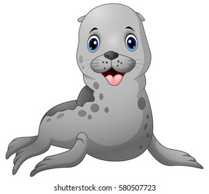 Vector illustration of Cute baby seal cartoon