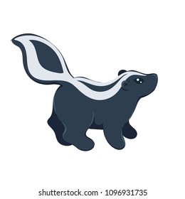 Vector illustration of cute baby skunk - cartoon style illustration af a baby animal, illustration isolated on white