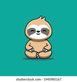 vector illustration cute baby sloth doing yoga