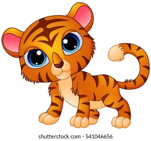 Vector illustration of Cute baby tiger cartoon