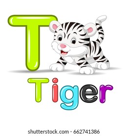 vector illustration of cute baby white tiger
