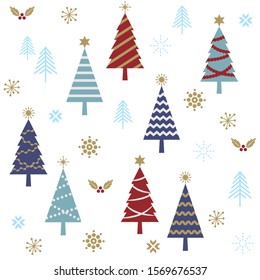 Vector illustration of a cute background picture. Christmas trees design.
