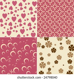 Vector illustration of cute backgrounds with hearts and flower motives