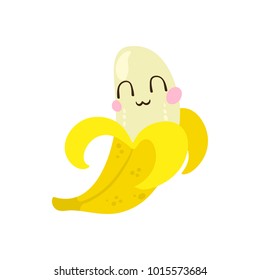 Vector illustration, cute banana character with a nice smile