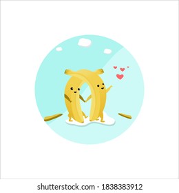 vector illustration of cute banana fruit mascot character


