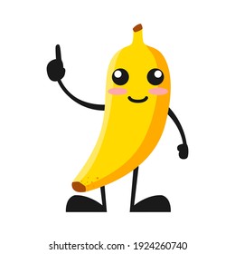 vector illustration of cute banana fruit or character have good idea. cute banana fruit Concept White Isolated. Flat Cartoon Style Suitable for Landing Page, Banner, Flyer, Sticker.