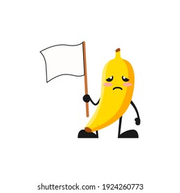 vector illustration of cute banana fruit with blank flag. cute banana fruit Concept White Isolated. Flat Cartoon Style Suitable for Landing Page, Banner, Flyer, Sticker.